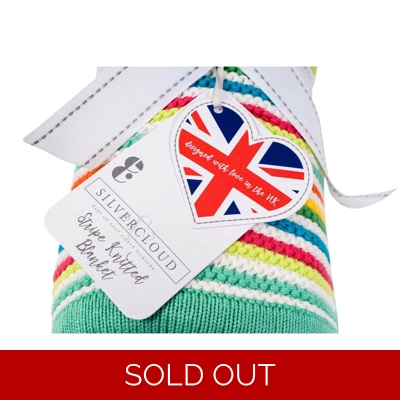 Silver Cloud Knitted Baby Blanket - Striped Multi Coloured